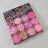 Decoración  GLITTER,AZUCAR Y FIGURA GEOMETRICA para uñas  12 piezas de 1/8 por paquete, (Sin estuche) surtido KLZ-YY169(Oferta)