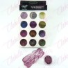 Decoración AZUCAR COLORES METALICOS para uñas 12 piezas de 1/8  por paquete, (Sin estuche) surtido KT(168)-0628 (glitter ultrafi