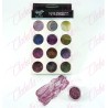 Decoración AZUCAR COLORES METALICOS para uñas 12 piezas de 1/8  por paquete, (Sin estuche) surtido KT(168)-0628 (glitter ultrafi