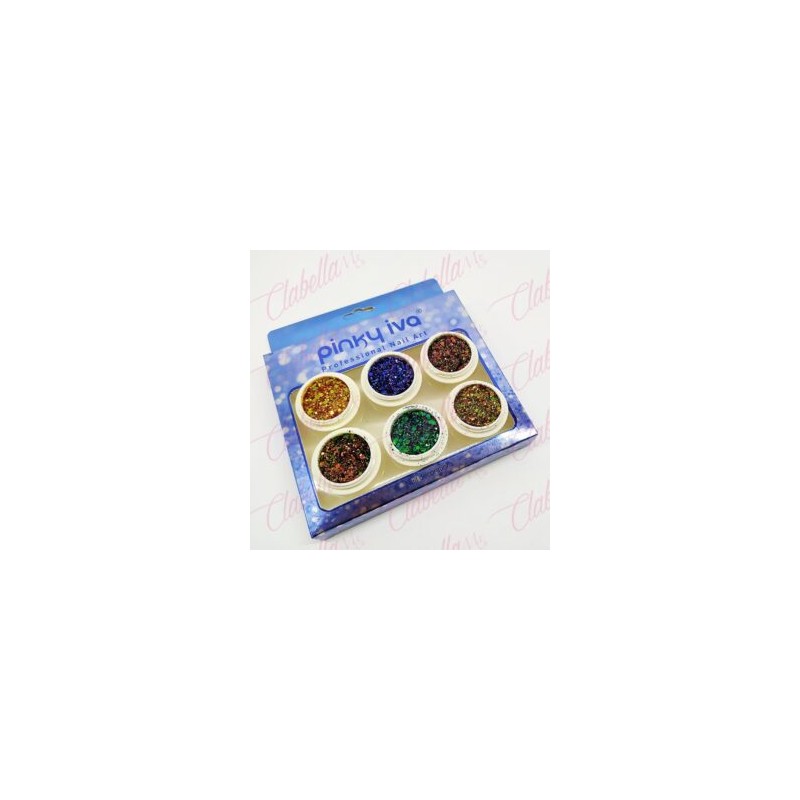 Decoración AZUCAR CON FIGURA GEOMETRICA para uñas 6 piezas de 1/8  por paquete,(Sin estuche) surtido (PB)