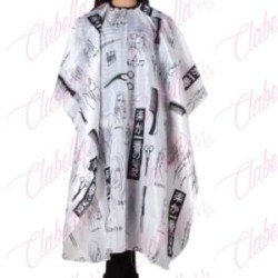 Cubridor – Capa PREMIUM SATINADO blanco con negro estampado de tela  para estilistas por pieza, CUMP (PB)