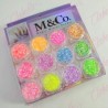 Decoración AZUCAR CON GLITTER NEON para uñas 12 piezas de 1/8 por estuche, surtido (Con estuche) (PB)(Oferta)