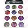 Decoración AZUCAR CON GLITTER normal para uñas 12 piezas de 1/8 por paquete, (Sin estuche) surtido KT(168)-, 213-0629, 213-0668 