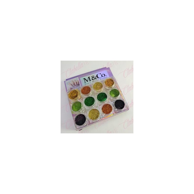 Decoración AZUCAR OTOÑO para uñas 12 piezas de 1/8 por estuche, surtido (Con estuche) (PB)