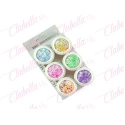 Decoración  ESTRELLAS CON GLITTER, AZÚCAR Y CRISPY  para uñas 6 piezas de 1/8oz por paquete (PB)