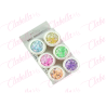 Decoración  ESTRELLAS CON GLITTER, AZÚCAR Y CRISPY  para uñas 6 piezas de 1/8oz por paquete (PB)