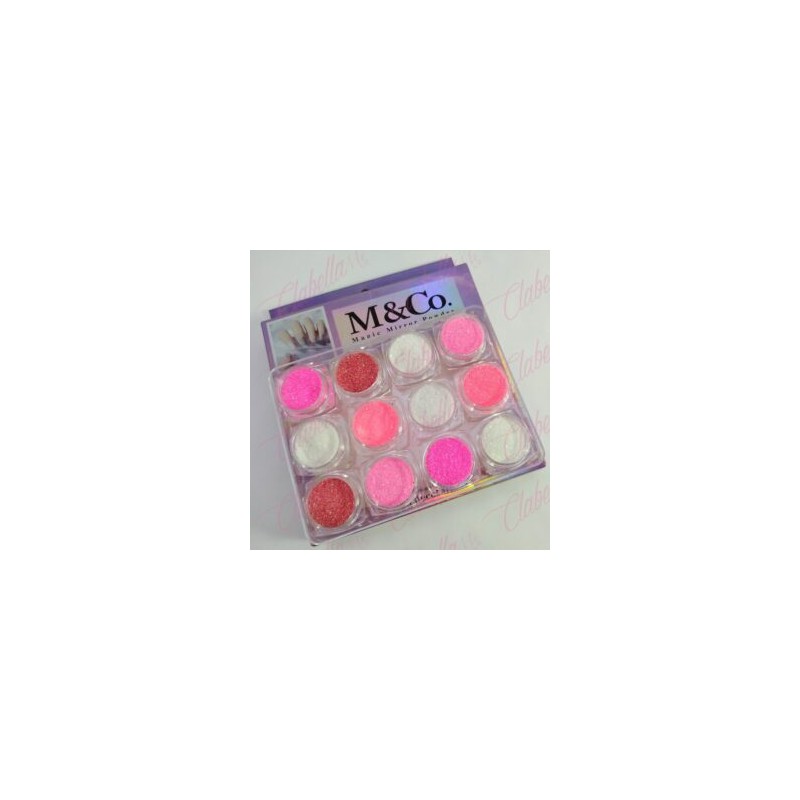Decoración AZUCAR ROSA para uñas 12 piezas de 1/8 estuche, surtido (Con estuche) (PB)(Oferta)