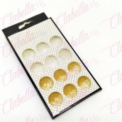 Decoración CAVIAR BLANCO Y ORO  para uñas,  en estuche  aprox de 7×12.5cm con 12 divisiones, surtido (PB)