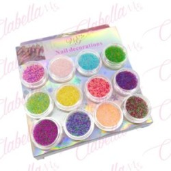 Decoración CAVIAR COLORES combinados tipo Hydrogel traslucido para uñas 12 piezas de 1/8oz por estuche, (Sin estuche) surtido KT