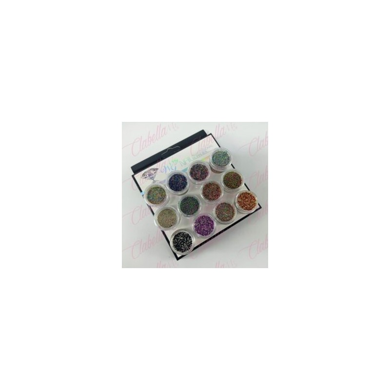 Decoración CAVIAR COLORES para uñas 12 piezas de 1/8 por estuche, (Con estuche) surtido KT(21)-0168-20 KT(190)-0168N  /ACU14-093