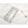 Decoración con cristales en diferentes tamaños AB-TORNASOL y katana para uñas, en estuche rígido aprox de 12.5x 24.5cm con 20 di