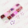 Decoración BESOS Y MARIPOSAS  puede llegar a traer corazones San Valentín para uñas  en pastillero – estuche de 13x5cm con 12 di