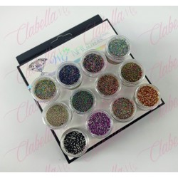 Decoración CAVIAR COLORES para uñas 12 piezas de 1/8 por estuche, (Con estuche) surtido KT(21)-0168-20 KT(190)-0168N  /ACU14-093