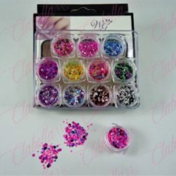 Decoración CONFETI NEON para uñas 12 piezas de 1/8 por estuche, (Con estuche) surtido KT(141)-0609B KT(141)-0609D/ KT(239)-0609D
