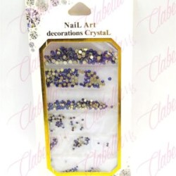 Decoración CRISTAL CAMALEON AZUL OSCURO en diferentes tamaños para uñas aprox 600 piezas por sobre (Camaleón azul oscuro)