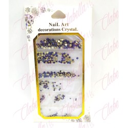 Decoración CRISTAL CAMALEON AZUL OSCURO en diferentes tamaños para uñas aprox 600 piezas por sobre (Camaleón azul oscuro)
