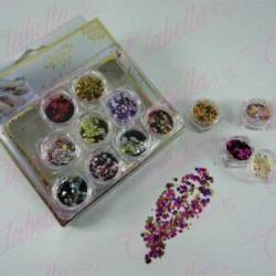 Decoración CONFETI METALICA en frascos de 1/8  12 piezas por estuche,(Con estuche) surtido  KT(141)0609A  /  KT215-0609C      /K