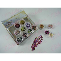 Decoración CONFETI METALICA en frascos de 1/8  12 piezas por estuche,(Con estuche) surtido  KT(141)0609A  /  KT215-0609C      /K