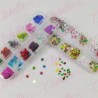 Decoración COPOS DE NIEVE Y FIGURAS SURTIDAS para uñas en pastillero – estuche de 13x5cm con 12 divisiones y tapa individual, su