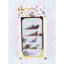 Decoración cristal de color diferentes tamaños para uñas aprox 600 piezas por sobre,11A-112 (PB)