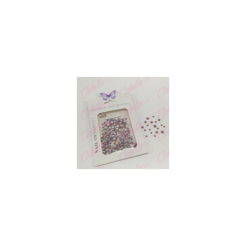 Decoración CRISTAL de plástico color FIUSHA CAMALEON en diferentes tamaños para uñas, aprox 600 piezas en sobre de 11.5x7cm,  Q2
