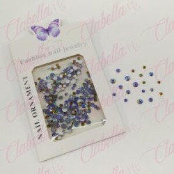 Decoración CRISTAL de plástico color TURQUESA TONOS MORADO Y ROJO CAMALEON en diferentes tamaños para uñas, aprox 600 piezas en 