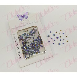 Decoración CRISTAL de plástico color TURQUESA TONOS MORADO Y ROJO CAMALEON en diferentes tamaños para uñas, aprox 600 piezas en 