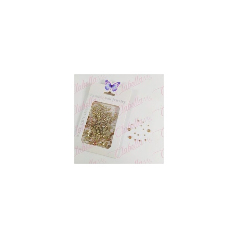 Decoración CRISTAL COBRE CRISTALIZADO CHAMPAGNE en diferentes tamaños para uñas aprox 600 piezas por sobre
