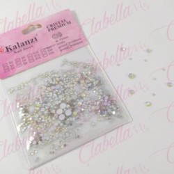 Decoración CRISTAL PLATA AZULADO CRISTALIZADO diferentes tamaños para uñas aprox 600 piezas por sobre (Cristal plata azulado cri