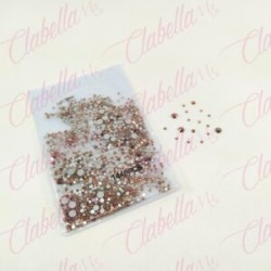 Decoración CRISTAL ROSA GOLDEN METALIZADO en diferentes tamaños para uñas aprox 1000 piezas por sobre