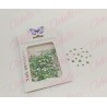 Decoración CRISTAL de plástico color VERDE CAMALEON en diferentes tamaños para uñas, aprox 600 piezas en sobre de 11.5x7cm, Q22-