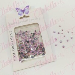 Decoración CRISTAL de plástico ROSA PASTEL CAMALEON en diferentes tamaños para uñas, aprox 600 piezas en sobre de 11.5x7cm,  Q22