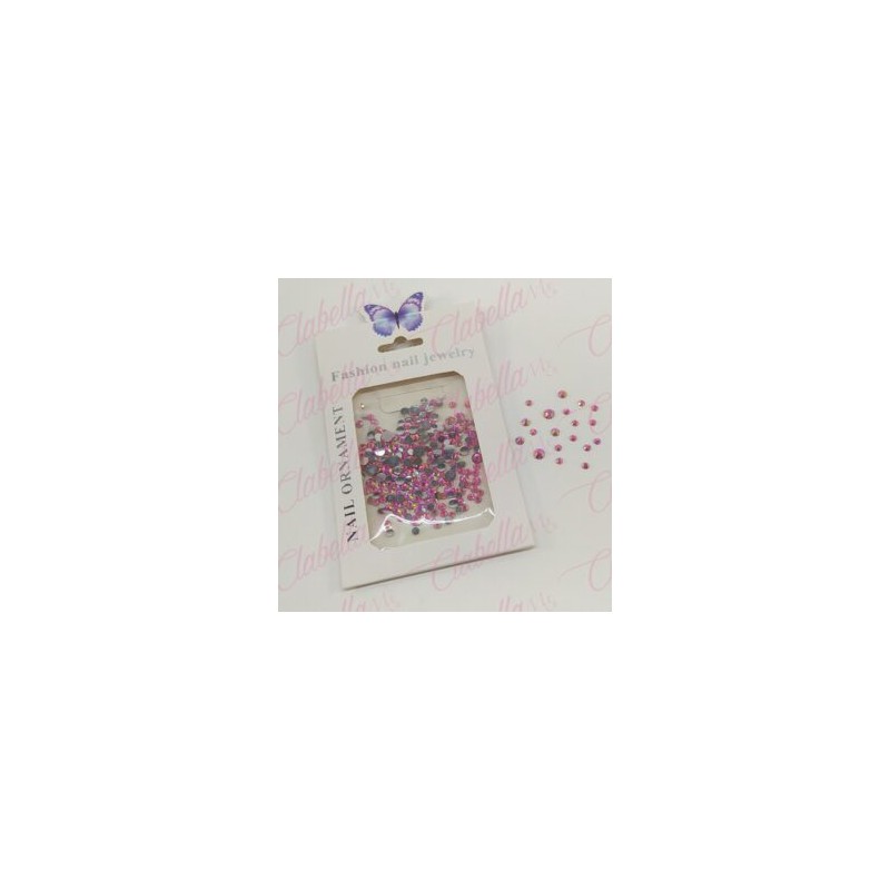 Decoración CRISTALde plástico colorROSA MEXICANO CAMALEON en diferentes tamaños para uñas, aprox 600 piezas en sobre de 11.5x7cm