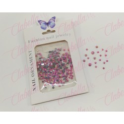 Decoración CRISTALde plástico colorROSA MEXICANO CAMALEON en diferentes tamaños para uñas, aprox 600 piezas en sobre de 11.5x7cm