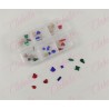 Decoración cristal diferentes figuras para uñas aprox  25 piezas en pastillero – estuche de 7.5x5cm con 6 divisiones y tapa indi