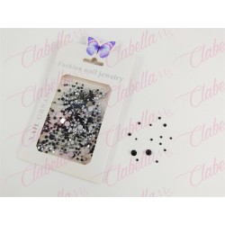 Decoración CRISTAL NEGRO aprox 720pz en diferentes tamaños para uñas, por sobre (KLZ)