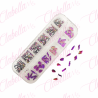 Decoración CRISTALES FIUSHA CON FIGURAS  para uñas, aprox 400 piezas en estuche de plástico de 13x5cm con 12 divisiones y tapa i