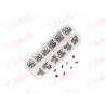 Decoración CRISTALES HUMO CON FIGURAS  para uñas, aprox 400 piezas en estuche de plástico de 13x5cm con 12 divisiones y tapa ind