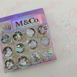Decoración diferentes FIGURAS TORNASOL NO MEZCLADAS para uñas 12 piezas de 1/8 por paquete, (Sin estuche) surtido (PB) )(Oferta)