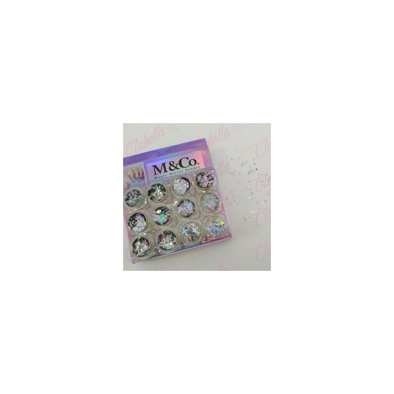 Decoración diferentes FIGURAS TORNASOL NO MEZCLADAS para uñas 12 piezas de 1/8 por paquete, (Sin estuche) surtido (PB) )(Oferta)