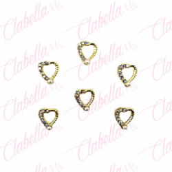 Decoración DIJE  de CORAZON CON CRISTALES Y PERLA  para uñas aprox de 1cm por pieza, surtido (PB)