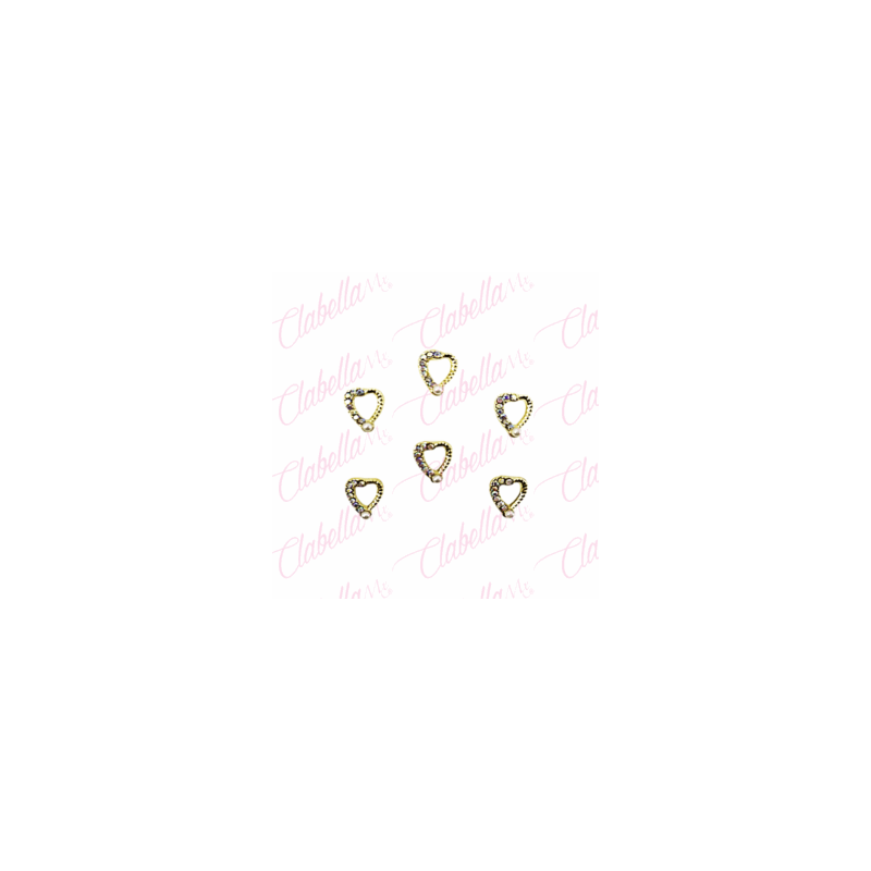 Decoración DIJE  de CORAZON CON CRISTALES Y PERLA  para uñas aprox de 1cm por pieza, surtido (PB)