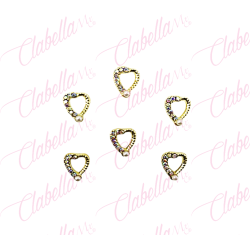 Decoración DIJE  de CORAZON CON CRISTALES Y PERLA  para uñas aprox de 1cm por pieza, surtido (PB)