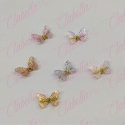 Decoración DIJE DE MARIPOSA 3D color camaleón con alas ajustables y movible de plástico para uñas aprox de 1.5cm POR PIEZA, surt