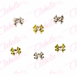 Decoración DIJES DE MOÑO CHICO 3D CON CRISTAL EN FORMA DE CORAZÓN para uñas aprox de  1X.5cm por pieza a granel, surtido 116MC43