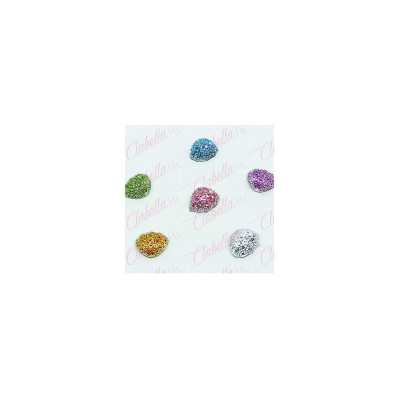 Decoración DIJES FIGURAS DE MAR CONCHAS  con piedras metálicas para uñas aprox de 1cm por pieza, surtido 114MC43-57 (PB)