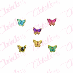 Decoración DIJES MARIPOSAS 3D de plastico y orilla de metal  para uñas aprox de 1cm por pieza a granel, surtido (PB)