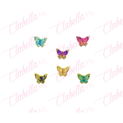 Decoración DIJES MARIPOSAS 3D de plastico y orilla de metal  para uñas aprox de 1cm por pieza a granel, surtido (PB)