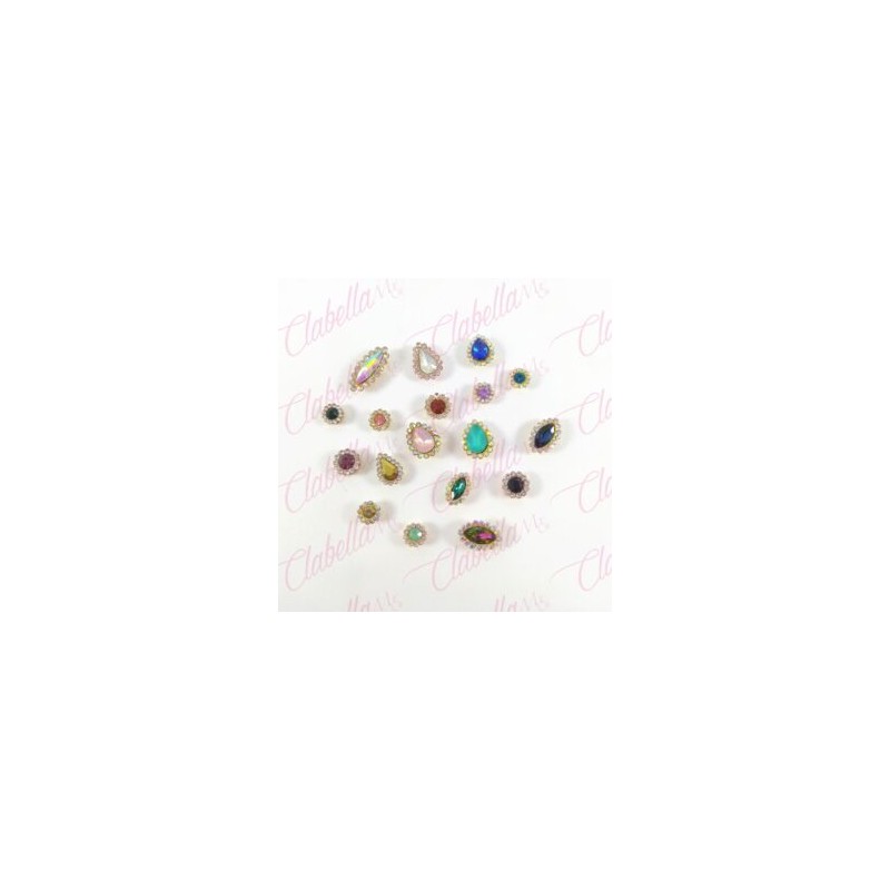 Decoración diferentes figuras y tamaños con cristal de plástico para  uñas aprox 18 piezas por paquete, surtido KLZ-J017 (En bol