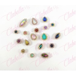 Decoración diferentes figuras y tamaños con cristal de plástico para  uñas aprox 18 piezas por paquete, surtido KLZ-J017 (En bol